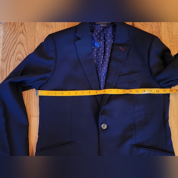 Indochino Wool Mohair Navy Suit Jacket Blazer sz 40R Pants sz 34 Two Button Blue - Picture 8 of 14